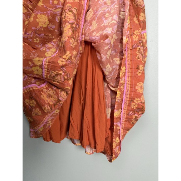 Free People Border Endless Afternoon Long Sleeve Babydoll Mini Dress Boho Floral - Picture 9 of 15